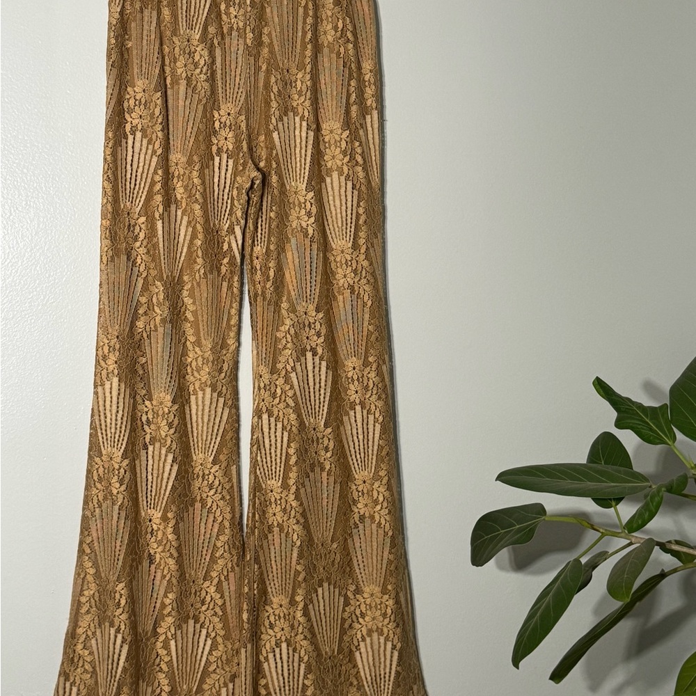 Brown Patterned Wide-Leg Pants - Picture 2 of 6